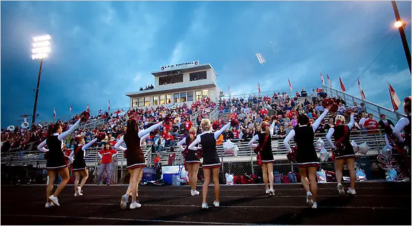 Friday night lights at a US high school